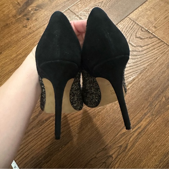 Jean Michel Cazabat high heels 39.5 pointed toe Elda black suede tweed pump - Picture 6 of 9